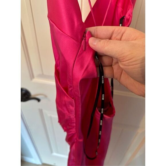 NWT SER.O.YA Retrofete Revolve Emma Pink Silk Slit Midi Dress Size L - Picture 10 of 13